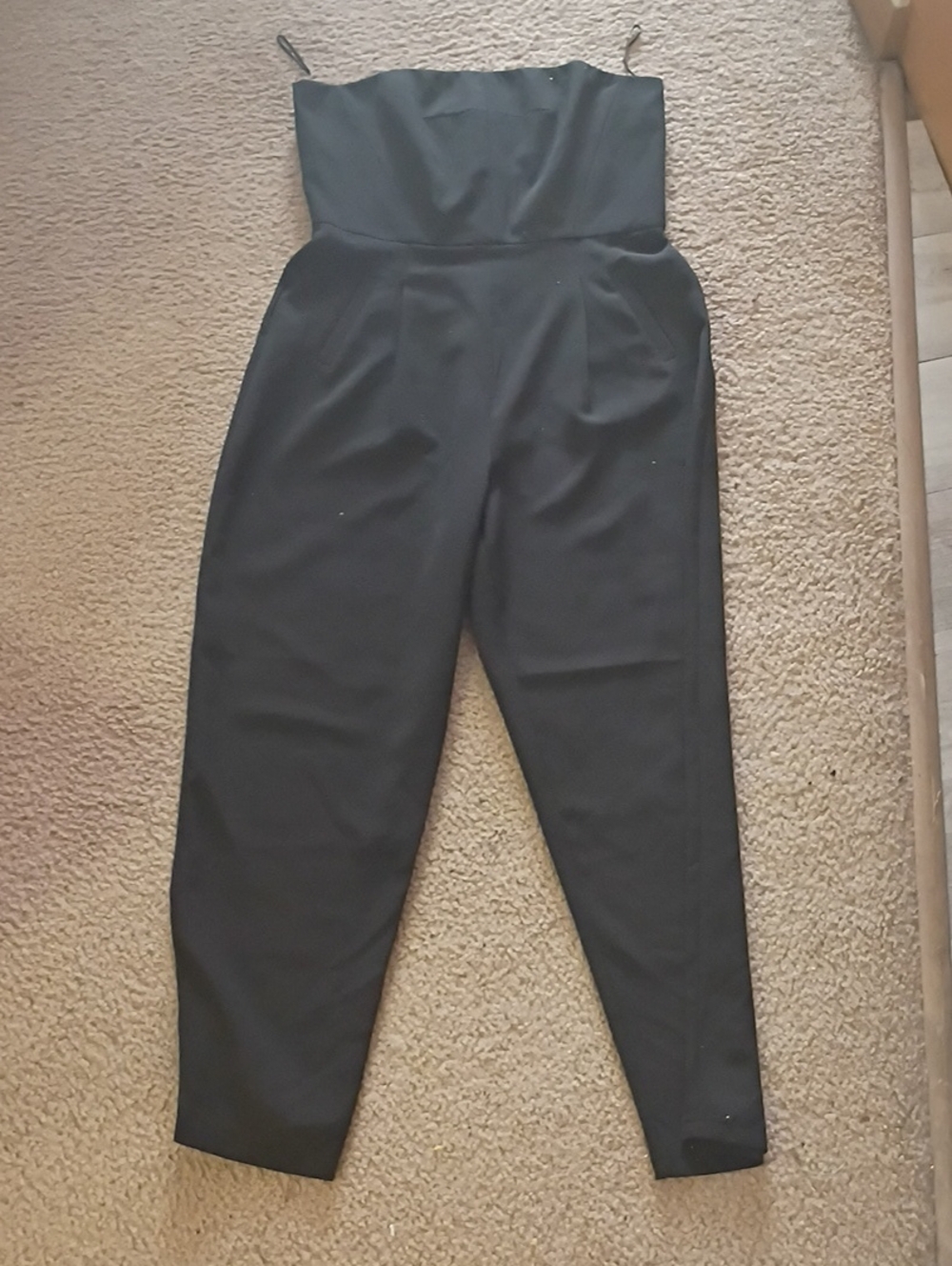 Missguided Black Strapless Tailored Jumpsuit